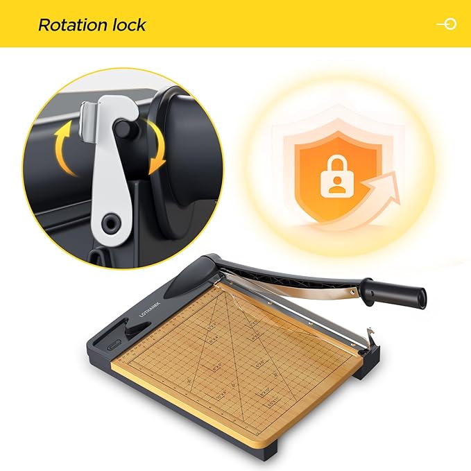 12'' Wood Guillotine Paper Cutter, Heavy Duty Wood Base Paper Trimmer with 16 Sheets Capacity Paper Cutting Board for Classroom, Crafting, Cardstock, Art Projects