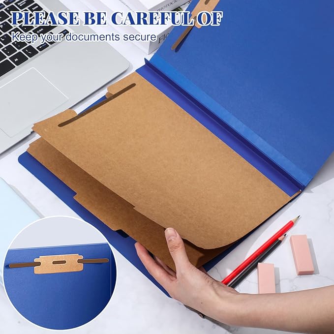 Skyygemm 24 Pcs Classification Folders Letter Size Bulk - 2 Dividers Pressboard File Folder with 3.5 Inch Expansion, 2 Prongs Fastener, Heavy Duty Office File Organizer for Teacher Medical (Dark Blue)