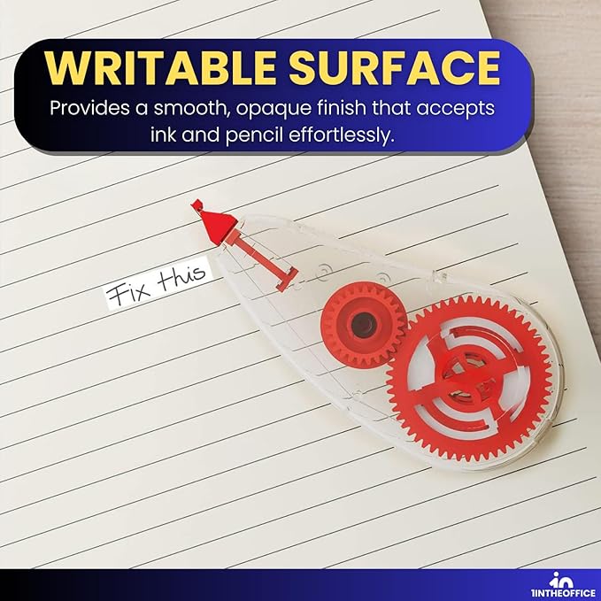 1InTheOffice Correction Tape, Tape Roller, White, 0.2" x 315", 10/Pack
