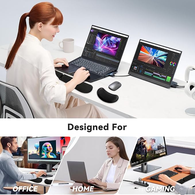 Zibly Ergonomic Gel Memory Foam Keyboard Wrist Rest & Mousepad Rests for Computer, Silky Wrist Rest for Typing, Laptop, and Mouse Desk Pads Support Hand and Arm, 2 Piece Pad for Office and Travel