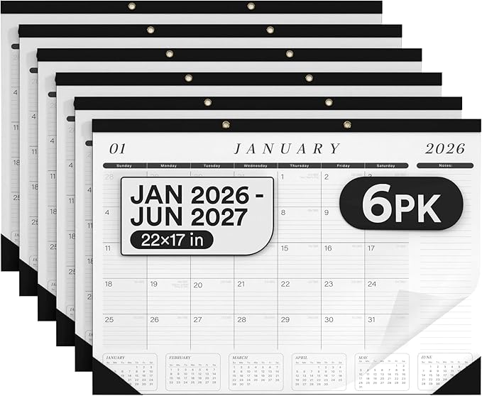 2026 Desk Calendar Large 22x17 Runs Until June 2027 Work Calendar with To-do List & Notes Yearly Preview 18 Months With Plastic Cover Desk Calendar 2025-2026 Large 22x17 Black White With Protective Cover Bulk Planner for Home School Office Pad Calendar...