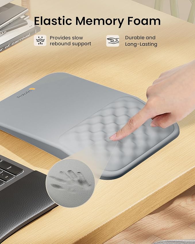 ProtoArc Ergonomic Mouse Pad with Wrist Rest, MP50 Mousepad with Massage Design, Soft Memory Foam and Non-Slip PU Base for Pain Relief, Desk, Home, Office, 12x8 Inches, Gray