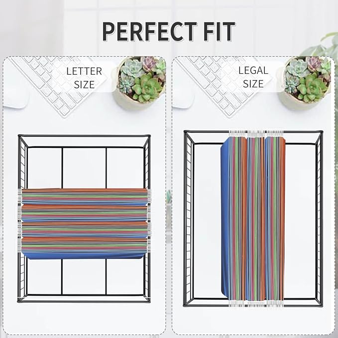 MARATI Letter/Legal Size Hanging File Folder Frame,Desk Hanging Folders Organizer Holder,Fling Cabinet Rack Insert for Drawer Height above 10.5", 15.1"x12.4"x10.5", Metal, Sturdy and Easy Assemble