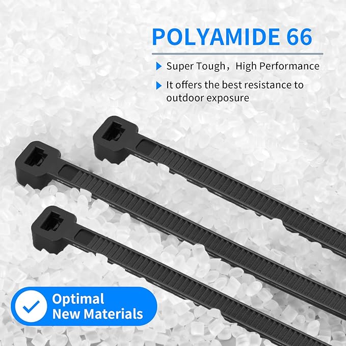 18 inch Black Zip Ties Heavy Duty 1000 PACK,120LBS Tensile Strength Self-Locking heavy duty UV Resistant Cable Tie Wraps for indoor and outdoor use