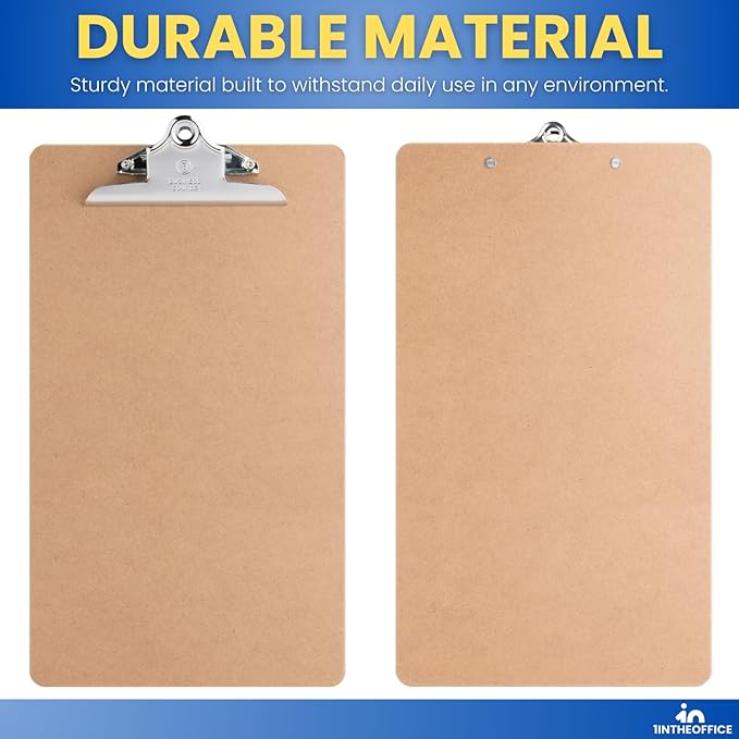1InTheOffice Legal Size Clipboard, Heavy Duty Clipboard, Hardbound, Brown, 9x15.5 (3 Pack)