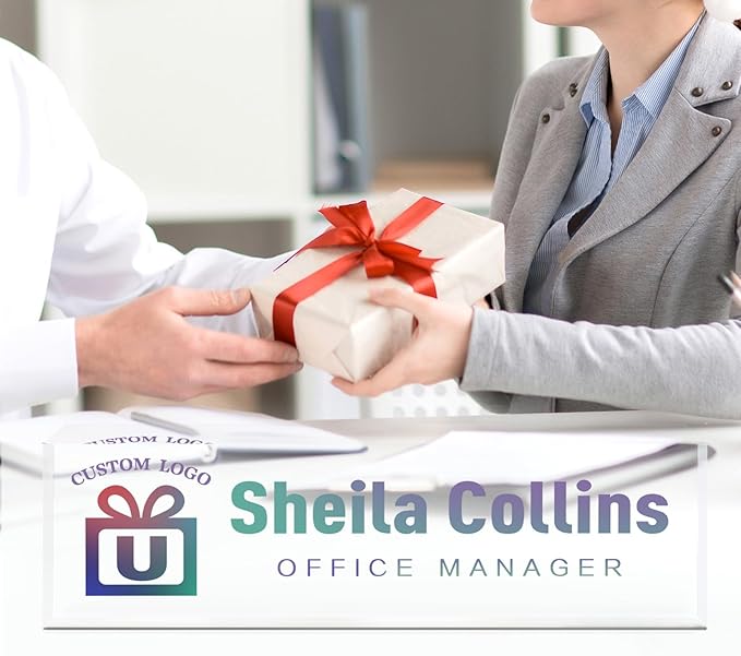 Custom Acrylic Name Plate for Desk, Employee Appreciation Gifts, Office Decor, Personalized with Logo/Photo