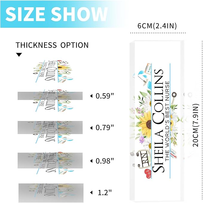 Custom Acrylic Name Plate for Desk, Employee Appreciation Gifts, Personalized Office Decor, Funny Gifts for Coworkers, Boss, Teacher (Nurse A)