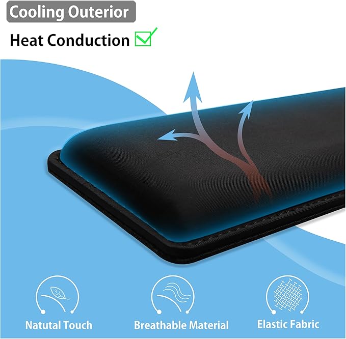 Faluber Cooling Gel Wrist Rest, 12.5-inch Length for Compact Keyboard, Memory Foam Palm Rest with Non-Slip Footpad, Ergonomic Design, Stain Resistant, PC Accessory Gaming Gear (Small-Compact)