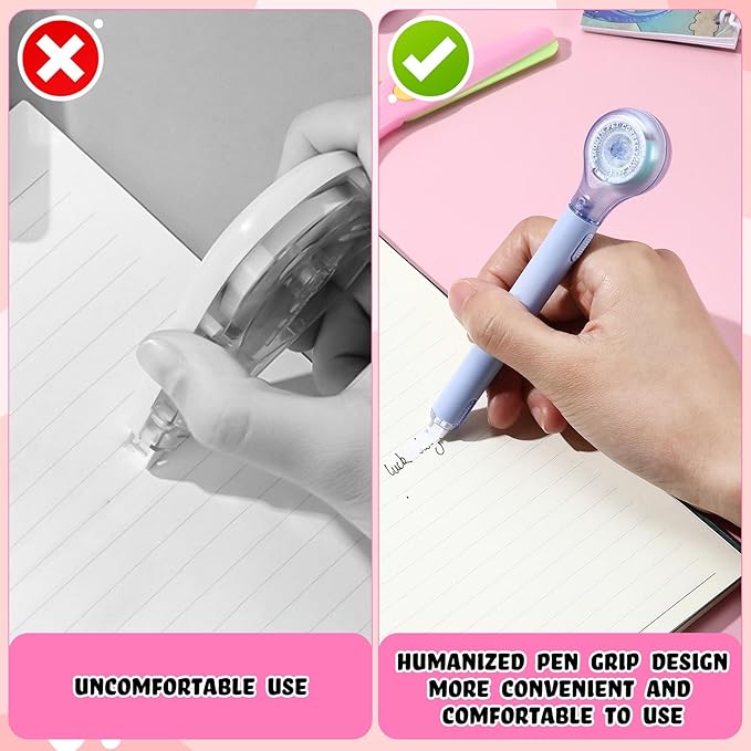 Gersoniel 10 Pack Correction Tape Pen Correctional Ink Tape Push Pull Protective, Easy to Use Applicator for School Office Supplies, 0.2 x 236 Inch(Blue Color)