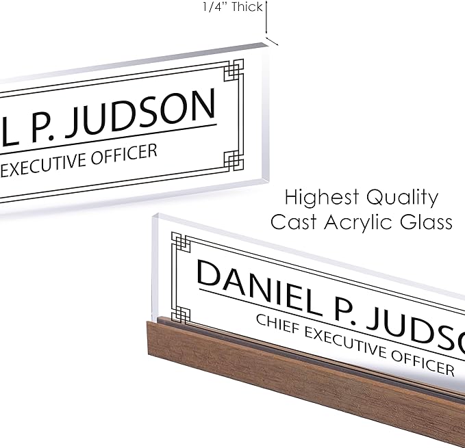 ARTBLOX | Office Personalized Name Plate Men Board Design On Clear Acrylic Glass for Desk with Business Card Holder