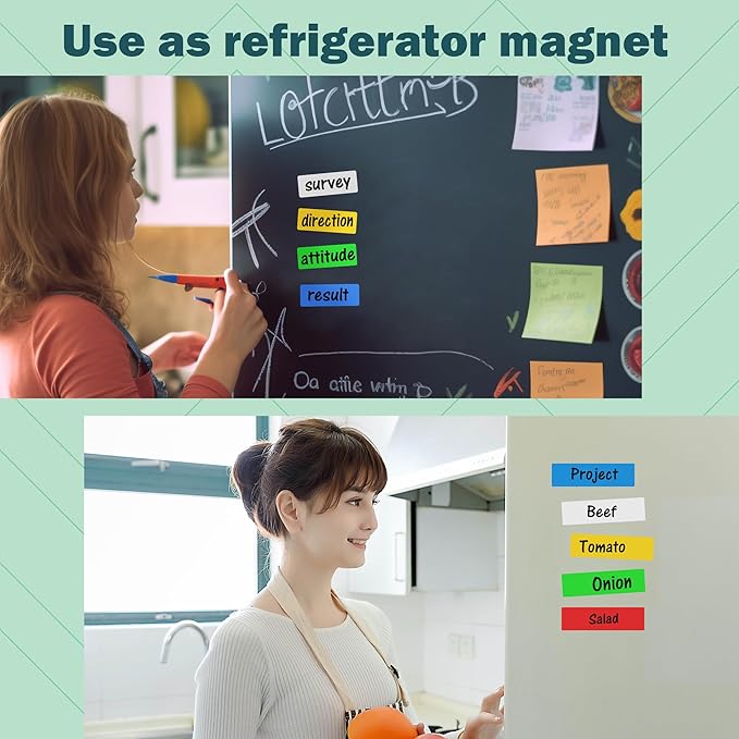 LLPT Dry Erase Magnetic Label Strips 20 Pack 1" x 12" Blank Reusable Writable Magnet Stickers for Organizing Labeling on Fridge Whiteboard Crafts and More Metallic Surfaces White(DMS11220WT)