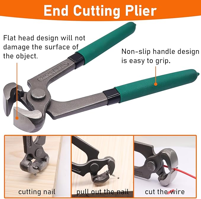 Hmknana 4Pcs Upholstery and Construction Staple Remover Tools Set - Nail Tack Remover, U Tack Lifter, End Cutting Plier, Carpet Remover Tool for Furniture Floor Craft Project Photo Frame