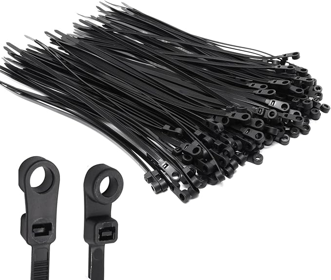 Zip Ties with Screw Hole, 100 Pcs Mountable head Cable Tie Multipurpose Heavy Duty Nylon Zip Tie for Indoor and Outdoor (12inch, 50lbs)