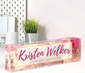 Name Plate for Desk, Desk Name Plate Personalized, Office Decor for Women Men, Acrylic Desktop Accessories, Office Appreciation Gifts for Boss Social Workers Nurse Teacher Employee (Pink/Gold)