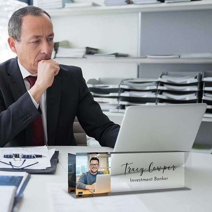 Desk Name Plate Personalized, Custom Name Plate for Desk, Acrylic Desktop Accessories, Office Gift & Decor for Women Men, Teacher Nurse Boss Employee Appreciation Gifts