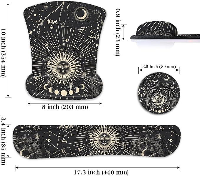 LATEEFAH Mouse Pad with Wrist Rest, 3-in-1 Gaming Mouse Pad, Keyboard Wrist Rest, Ergonomic Memory Foam Mousepad with Wrist Support for Computer Keyboard