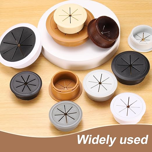 uxcell 2 Pcs Desk Grommet, 3.15 inch 80mm Desk Cable Hole Cover Wire Hole Insert for Home Office Table Cabinet Cord Organizer, Black/White