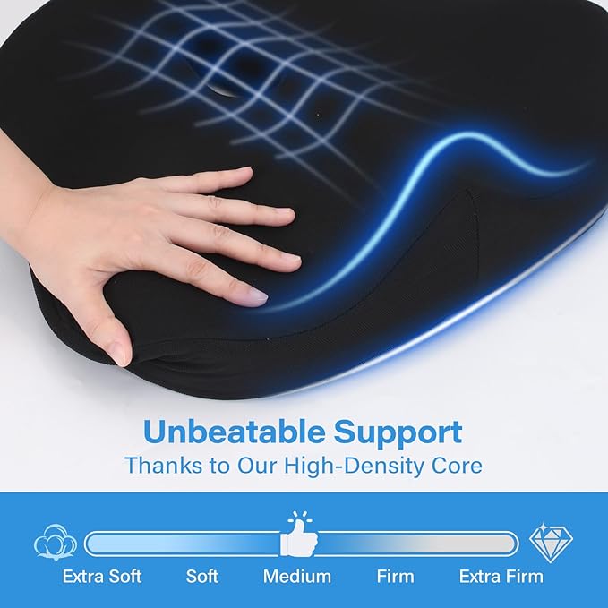 Seat Cushion Lumbar Support Pillow for Office Chair, X Large Memory Foam Chair Cushions for Sciatica Tailbone Pain Relief Coccyx Pad for Wheelchair, Car, Home, Office, Desk