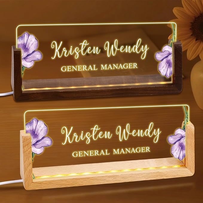 Ships Next Day, Custom Name Plate for Desk - Business Light Up Acrylic Desk Name Plate Personalized Elegant Office Gift for Boss Coworker Teacher Employee Appreciation Gift, Office Decor for Women Men