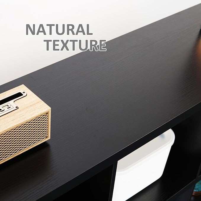 12 Cube Storage Organizer Bookshelf, Industrial Horizontal Bookcase, Accent Cubby Shelf, Corner Bookcase for Living Room, Home Office, 11.8" D x 47.6" W x 38.2" H, Black