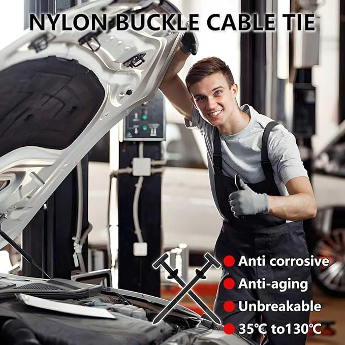200Pcs Nylon Universal Cable Tie Buckle for Car, New Multifunctional Heavy Duty Self Locking Automotive Fasteners for DIY Car Repair, Wire Management, Home,Office Use