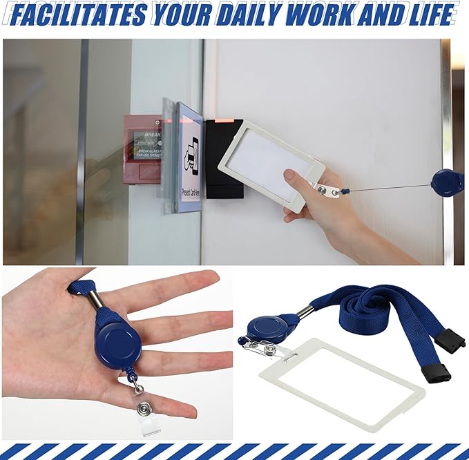 Windyun 12 Pcs Breakaway Lanyard with Safety ID Bulk Retractable Lanyards Flat Neck Straps (Blue)