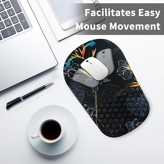 Ergonomic Mouse Pad with Wrist Support, Comfortable Memory Foam Mousepad with Massage Design and Non-Slip PU Base, Wrist Rest Mouse Pad for Office and Home, 12x8 Inch