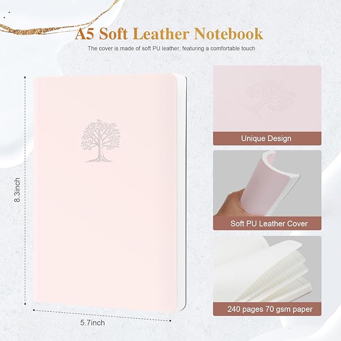 Comix 6-Pack A5 Notebooks for Work, 5.6 inches x 7.9 inches，240 Pages，College Ruled with 70 GSM Thick Paper，Softcover Lined Journals for Home, School & Office