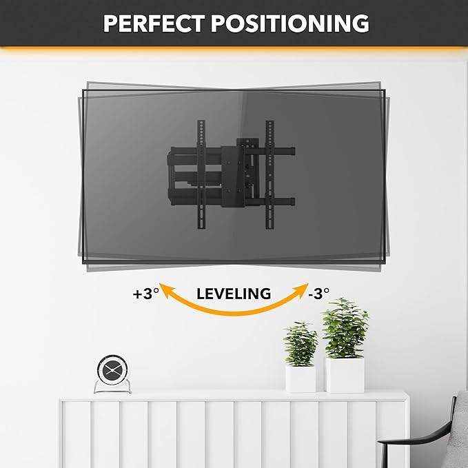 CondoMounts TVA8144 Full Motion TV Wall Mount for 32"-65" Screen | Swivel and Tilt TV Bracket with Articulating Arms, Holds 110lbs | UL Certified