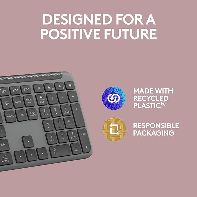 Logitech Signature Slim K950 Wireless Keyboard, Sleek Design, Switch Typing Between Devices, Quiet Typing, Bluetooth, Multi-OS, Windows, Mac, Chrome - Graphite