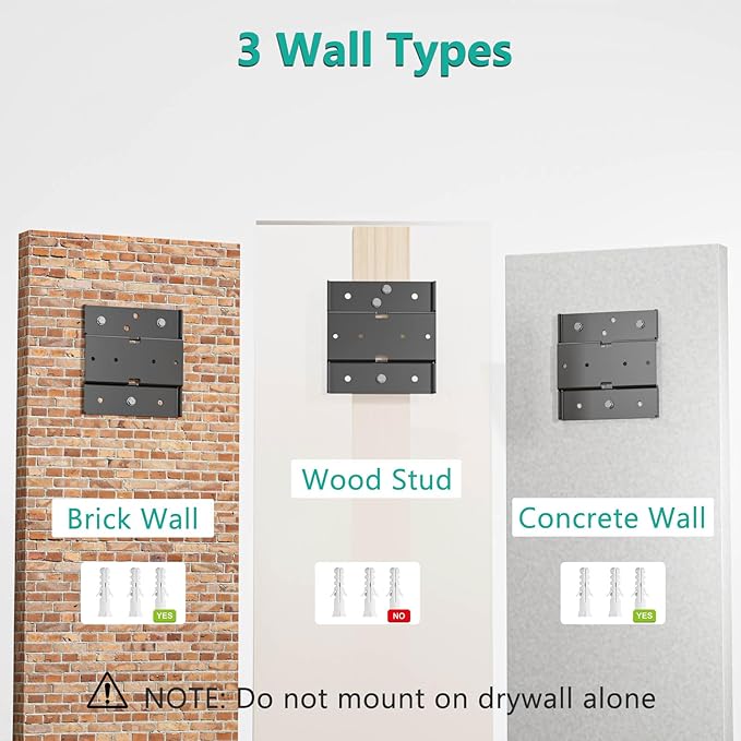 WALI Triple Monitor Wall Mount for 17 to 32 Inch, Computer Monitor Arm for 3 Screens, Swivel Tilt Wall Mount with Mounting Holes 75x75/100x100mm, Per Arm Holds Up to 15.4lbs (013ARM), Black