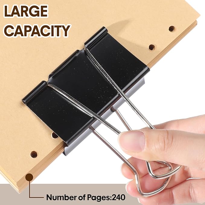 Jetec 72 Pcs 3 Inch Jumbo Binder Clips Extra Large Binder Clips Bulk Black Big Heavy Duty Metal Giant Large Paper Clamps for Office and Home Supplies Organization Kitchen Food Bags Drawing