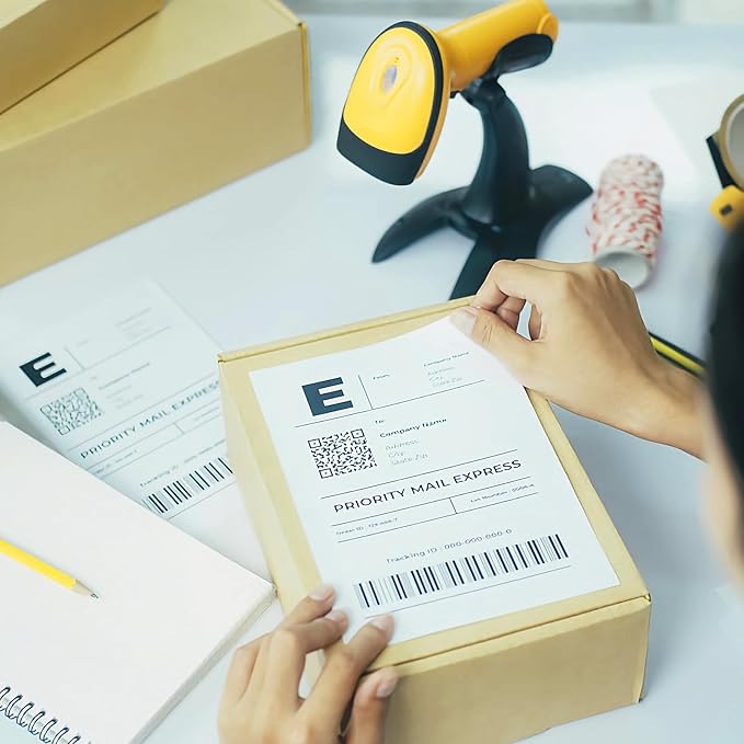 100 Sheets Sticker Paper Matte White, 8.5" x 11" Label Paper for Laser & Inkjet Printer, Full Sheet Label for Shipping Address Mailing