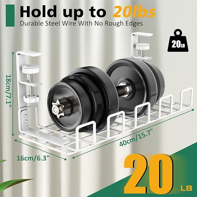 Under Desk Cable Management Tray, L 15.7''W 6.3'' No Drill Steel Desk Cable Organizers, Wire Management Tray Cable Management Rack, Desk Cable Tray Wire Organizer With Desk Cord Organizer