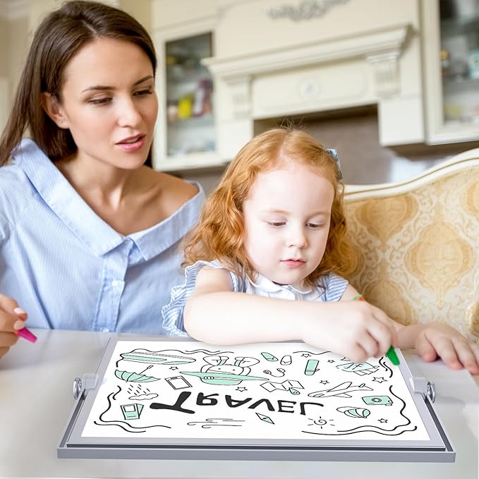 Dry Erase White Board, 16X12IN Magnetic Desktop Whiteboard Calendar with Stand, 8 Markers, 4 Magnets, 1 Eraser, Portable Double-Sided White Board Easel for Kids Memo to Do List Desk