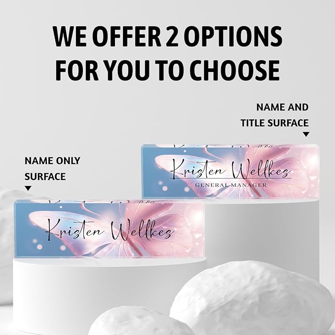 Personalized Office Name Plate, Custom Name Plate for Desks, Office Desk Decorations Gift for Women Men, Acrylic Desk Name Plate for Teacher Coworkers Staff Boss (Butterfly)