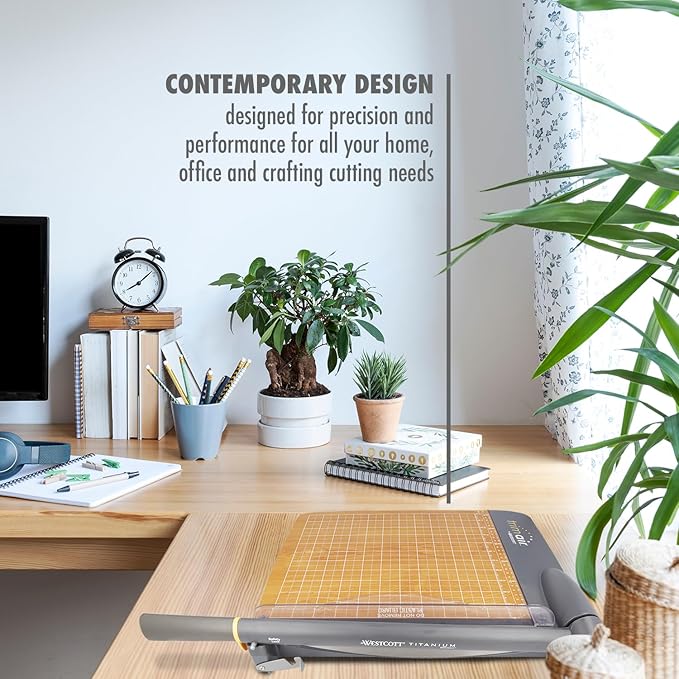 Westcott 15'' TrimAir Wood Guillotine Paper Cutter & Paper Trimmer, 30 Sheet (15107)