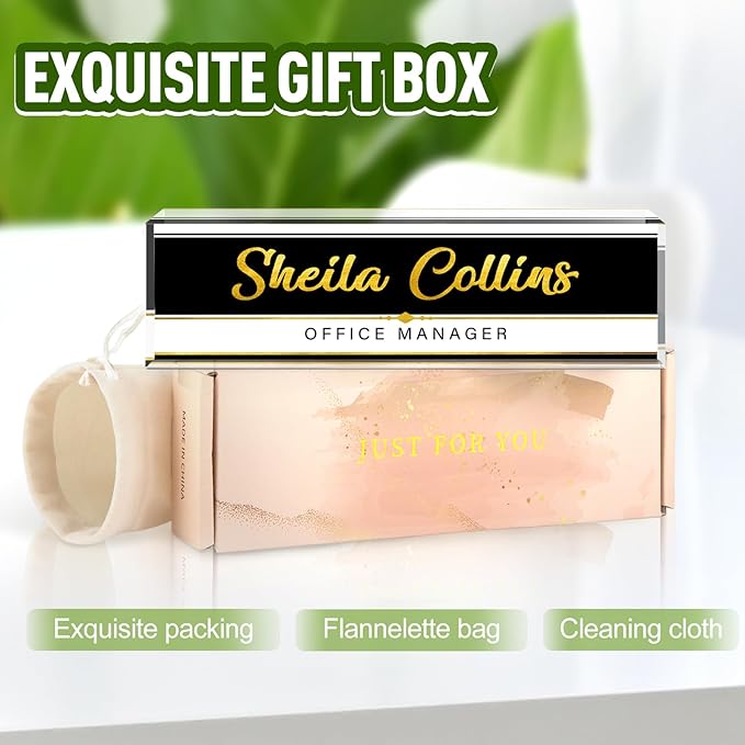 Custom Name Plate for Desk, Employee Appreciation Gifts, Office Decor, Acrylic Personalized, Accessories, Funny Gifts for Coworkers Boss Teacher (Black/White B)