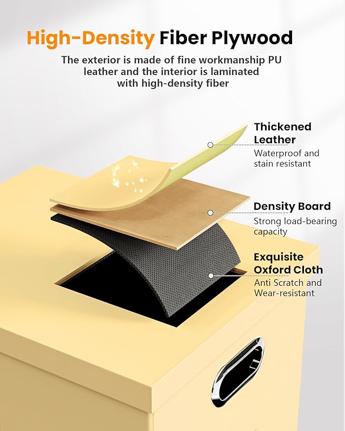 Oterri Storage File Box(New) (Cream-yellow(Leather), 1 pack), AM03118