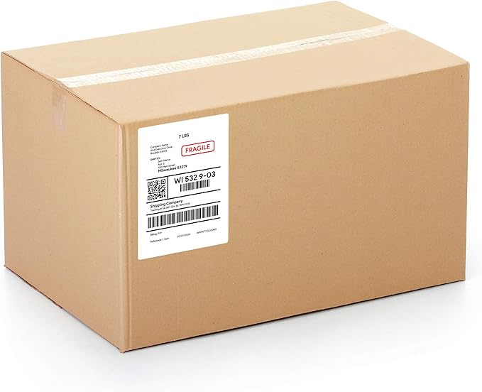 Premium Label Supply White Sticker Shipping Labels – 7" x 5" – Laser/Inkjet Compatible – (2 per Sheet), 25 Sheets – 50 Total Adhesive Labels