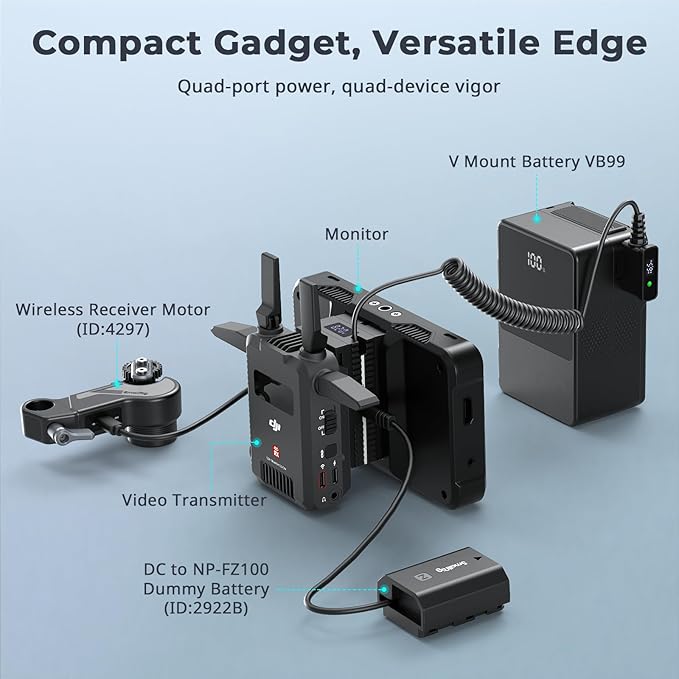 SmallRig D-tap to Dual-Sided NP-F Dummy Battery, with USB-C, DC Port, LED Display, for NP-FZ100/ LP-E6NH/ LP-E6P/ EN-EL15C/ DMW-BLK22 Dummy Batteries,Monitor and Wireless Video Transmitters