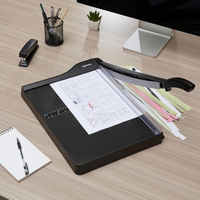 Amazon Basics Paper Trimmer Cutter for Office and Crafts, Heavy-Duty, Portable Paper Slicer, 15-Inch, 10-Sheet Cardstock