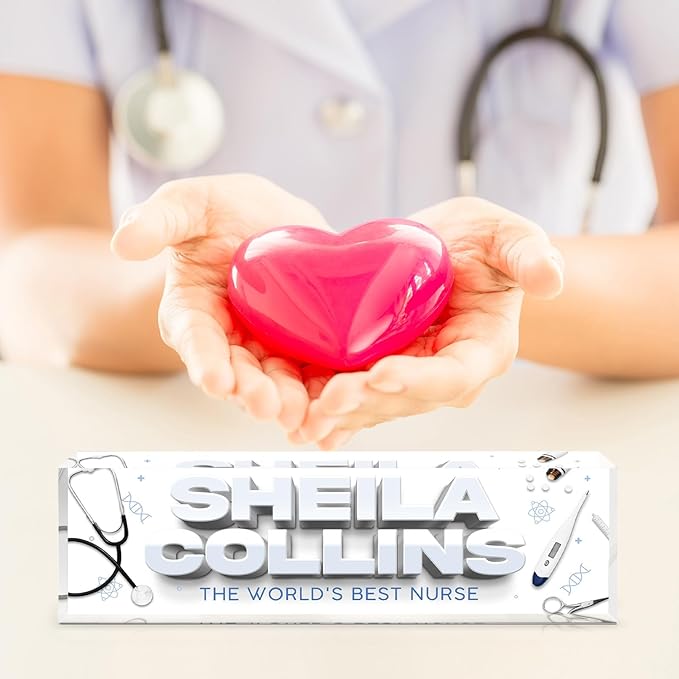 Custom Name Plate for Desk, Employee Appreciation Gifts, Office Decor, Acrylic Desk Name Plate Personalized, Office Desk Accessories, Funny Office Gifts for Coworkers Boss Teacher (Nurse B)