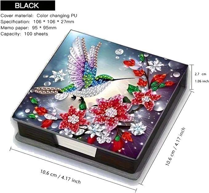 Diamond Painting Kit Note Box,Memo Paper Storage Box Diamond Art,Sticky Note Holder Diamonds Art,Diamonds Painting Memo Pad For Office Desk. (Bird)