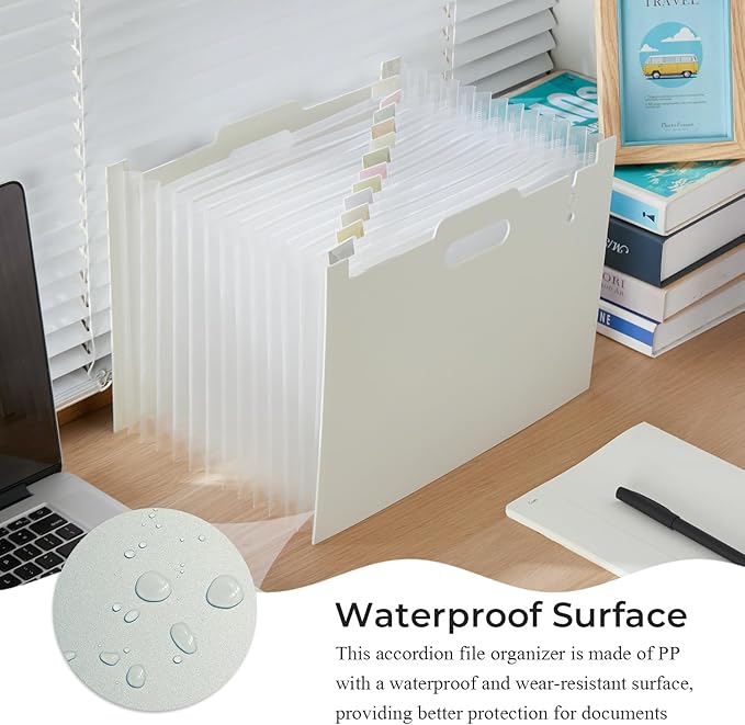 Y YOMA 2 Pack Accordion File Organizer with Handle 12 Pockets Expanding File Folder with Removable Tabs for A4 Letter Size Paper Portable Plastic Filing Organizer Document Bill Receipt Holder, Grey