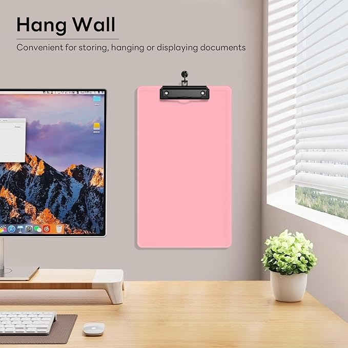 Zoenley Legal Size Clipboard Set of 6, Pink 8.5 x 14 Clip Board for Lawyer, Nurse, Business, with Low Profile Black Clip, Office & School Supplies