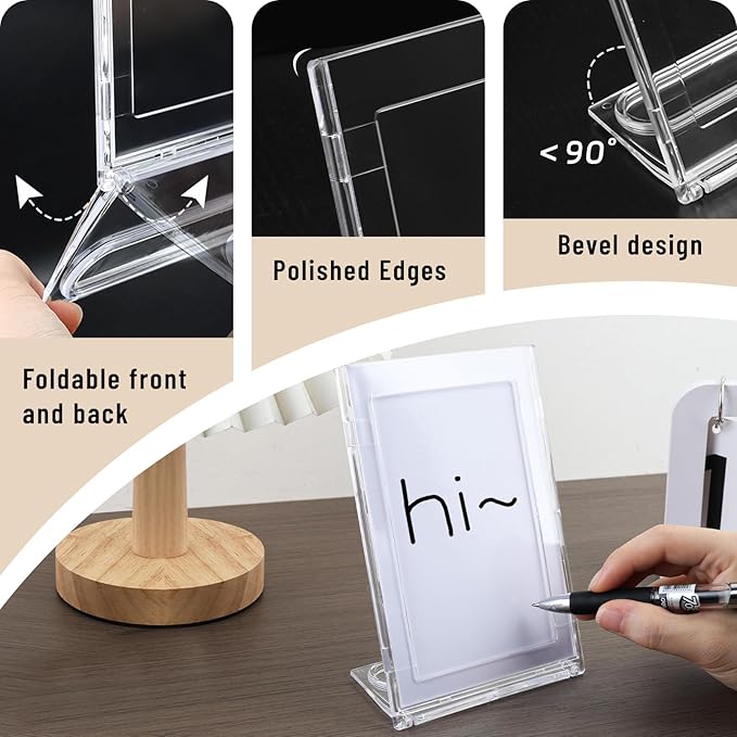2 Pack 4x6 Inch Small Sign Holder Vertical, Double-Sided Usage with Swivel Base for Table Display, for Office, Store, Restaurant, Retail Counters, for Menu, Message Board, Note