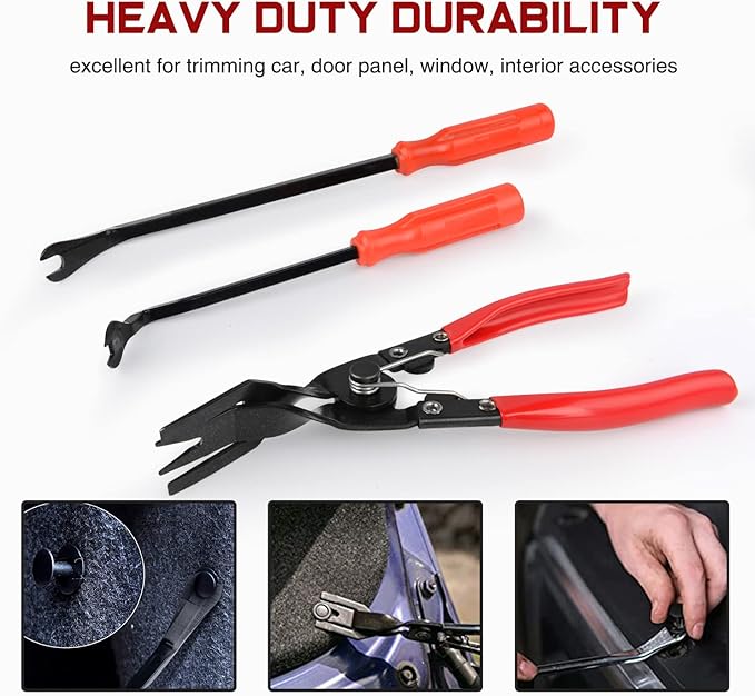 Nilight 3PCS Clip Pliers Set & Fastener Remover Auto Trim Removal Tool Kit Auto Upholstery Combo Repair Kit with Storage Bag for Car Panel Dashboard