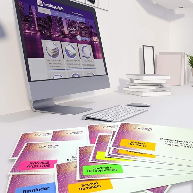 8-1/2 x 11" Neon Color High Light Fluorescent Labels for Laser & Inkjet Printer (Pink Fluorescent, 1" x 2-5/8" - 30 Per Page | 30,000 Labels)