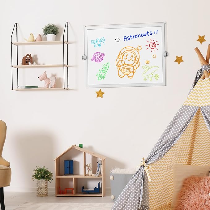Dry Erase White Board, 16" x 12" Magnetic Desktop Whiteboard with Stand, Dry Eease Board Mini Easel Double Sided on Table Top with Holder for Kids Drawing, Teacher Instruction